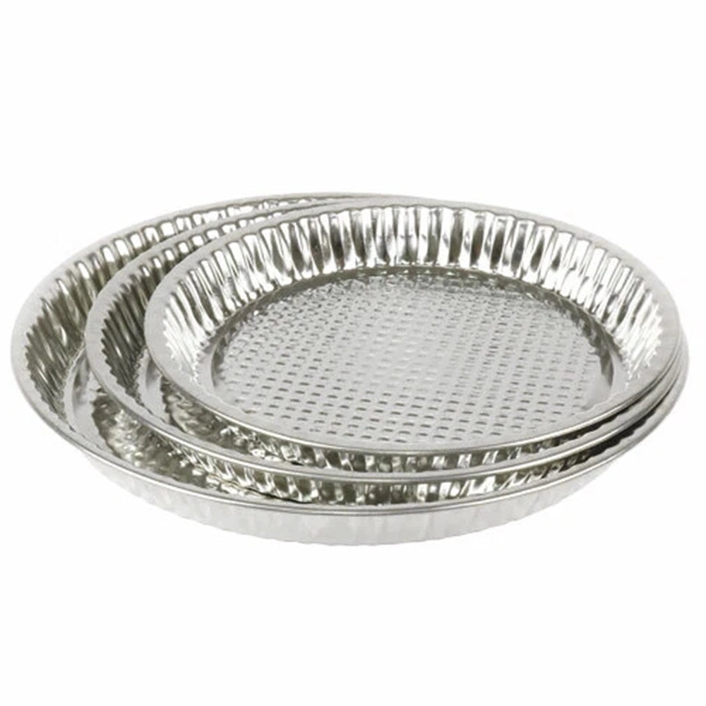 Trade Shop - Tris Stampi Per Crostata Torte Dessert Pasticcini In Latta 24/28/32 Cm Teglie 007910a -