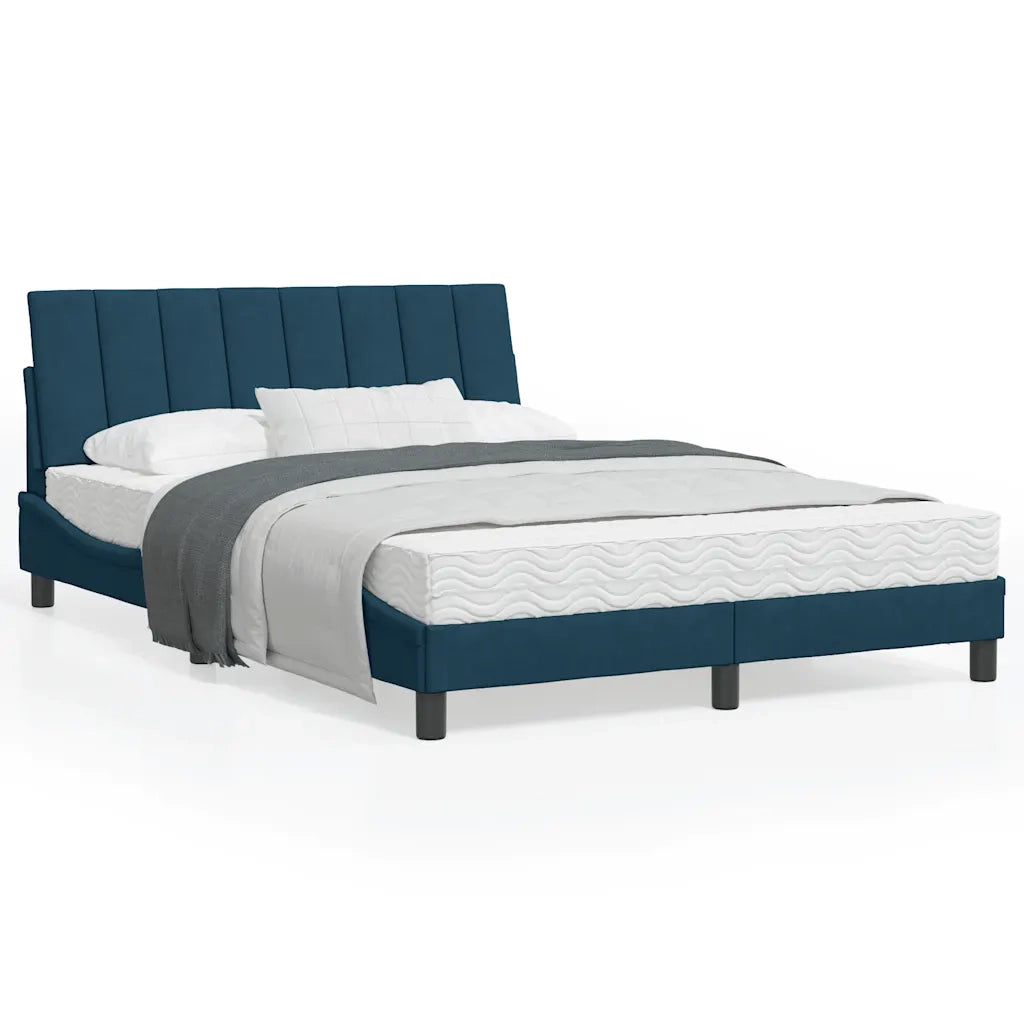 Letto con Materasso Hanko Blu 120x200 cm in Velluto 3208590