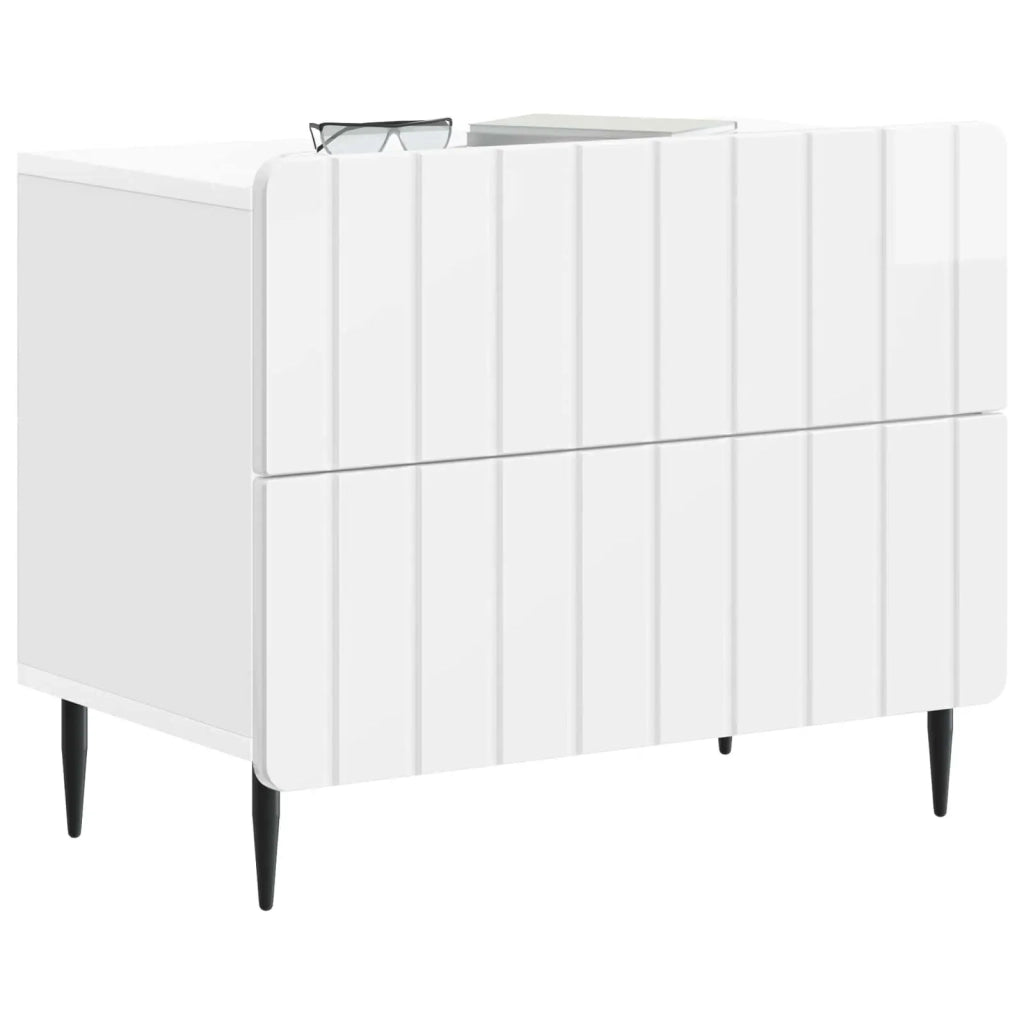 Armadio da Notte con cassetto Bianco Lucido 62 x 34,5 x 49,5 cm 894319