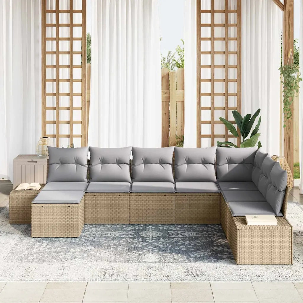 Set Divano da Giardino 8 pcs Beige e Grigio Chiaro polyrattan 3355849