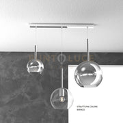 SOSP. BIANCO RETTANGOLARE 3 LUCI VETRI (GRANDE CR + MEDIO TR + PICCOLO CR) 1155BI-S3 RMIX-TC