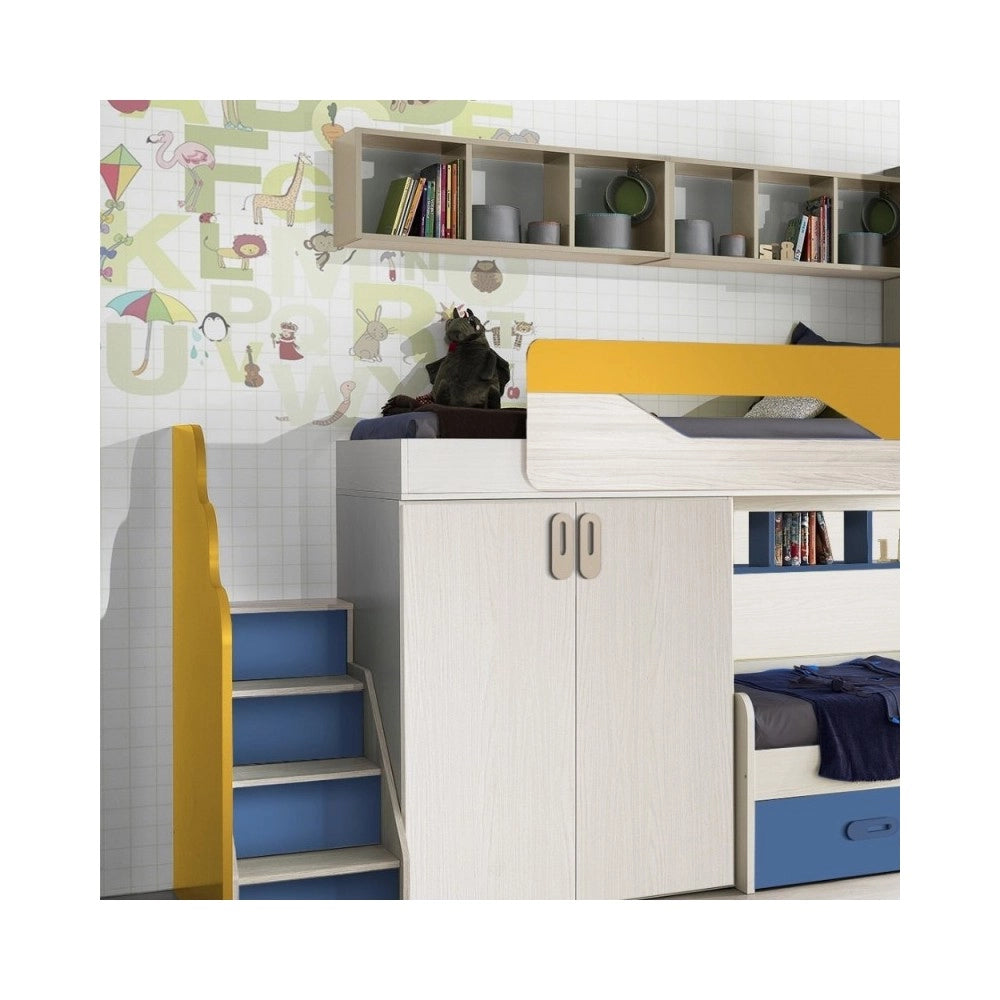 Cameretta soppalco con 3 letti Milly kiri avio giallo