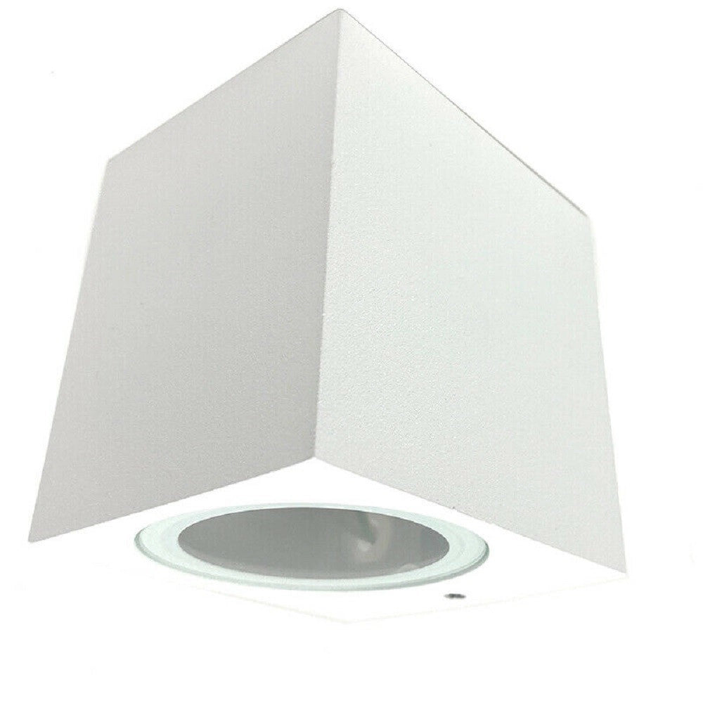 Trade Shop - Applique A Parete Quadrato Lampada Muro Moderna Esterno Attacco Gu10 Ip65 Es54 - Bianco