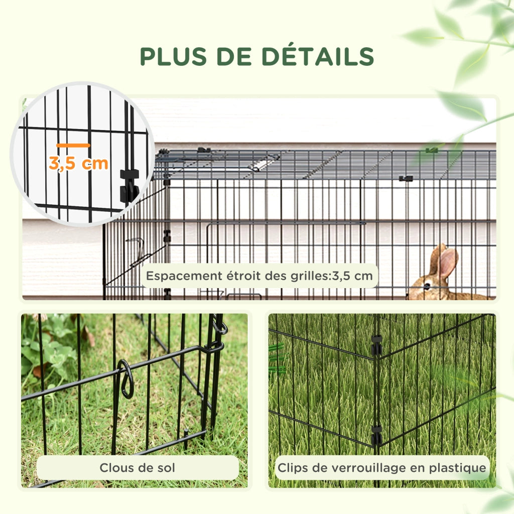 Recinto modulare in acciaio con copertura per conigli roditori animali piccoli 220x85x70 cm ¨C Xylo ¨C Verde