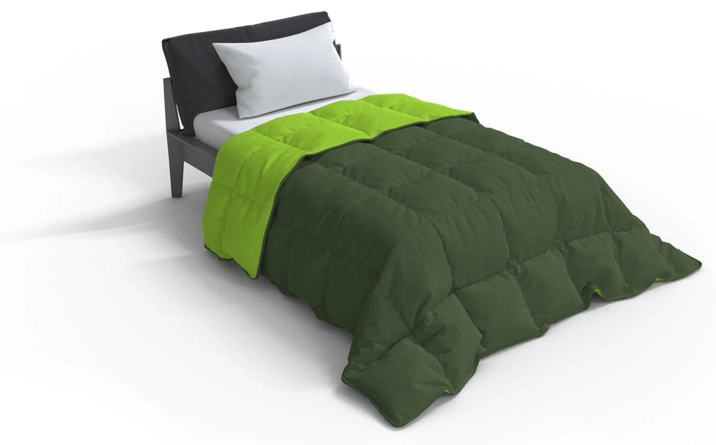 Trapunta Invernale 1 Piazza e Mezzo Doubleface 300gr Verde Mela/Verde Scuro