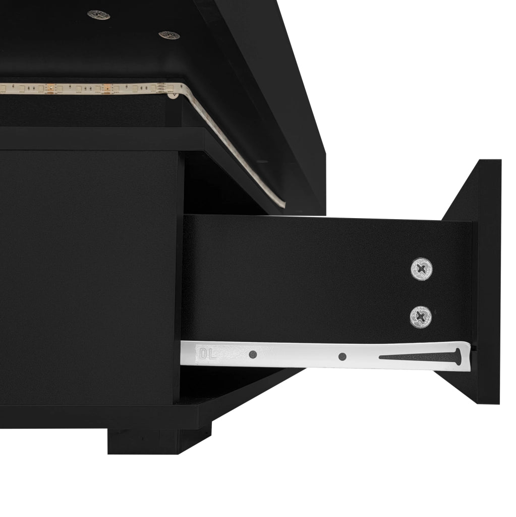 Tavolino da caff猫 100x50x44 cm; alzata idraulica con LED e vani contenitore; truciolare nero