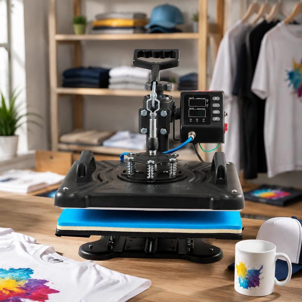 10-in-1 Heat Press 38 X 30 Cm Transfer Press Black Hot Press Textile Press Multifunctional Sublimation T-Shirt Press Cup Press