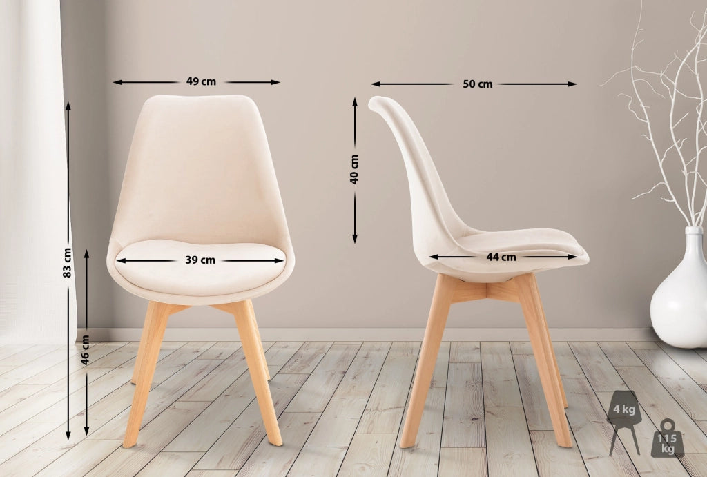 Sedia Pranzo Linares Beige,Velluto