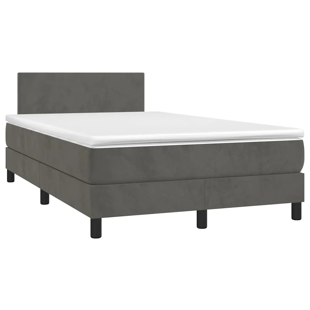 Letto a Molle con Materasso e LED Grigio Scuro 120x190cm in Velluto 3270142