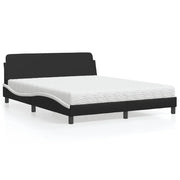 Letto con Materasso Dover Nero e Bianco 160x200cm Similpelle