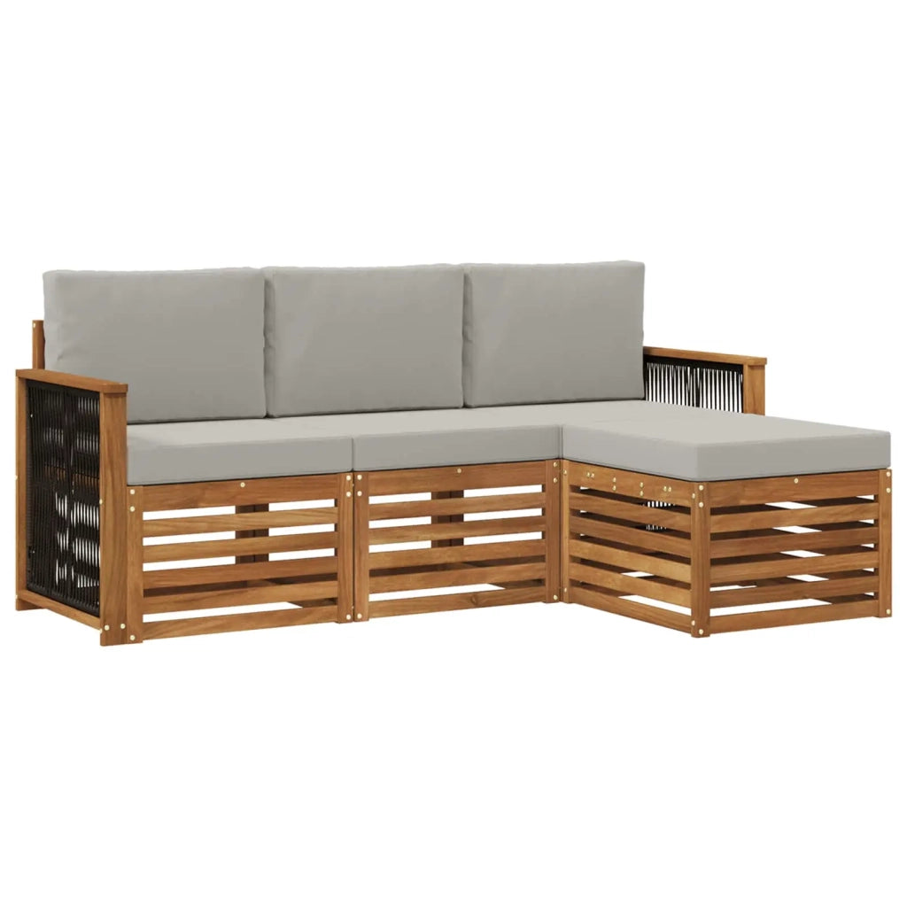 Set di divani da esterno 4 pz Naturale e Grigio Chiaro 3384202