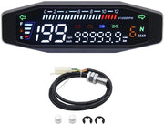Contachilometri Digitale per Motori - Impermeabile - Contachilometri 12000 giri/min - Indicatore Olio - Doppio Contachilometri - Cavi di Collegamento - Computer per Motori