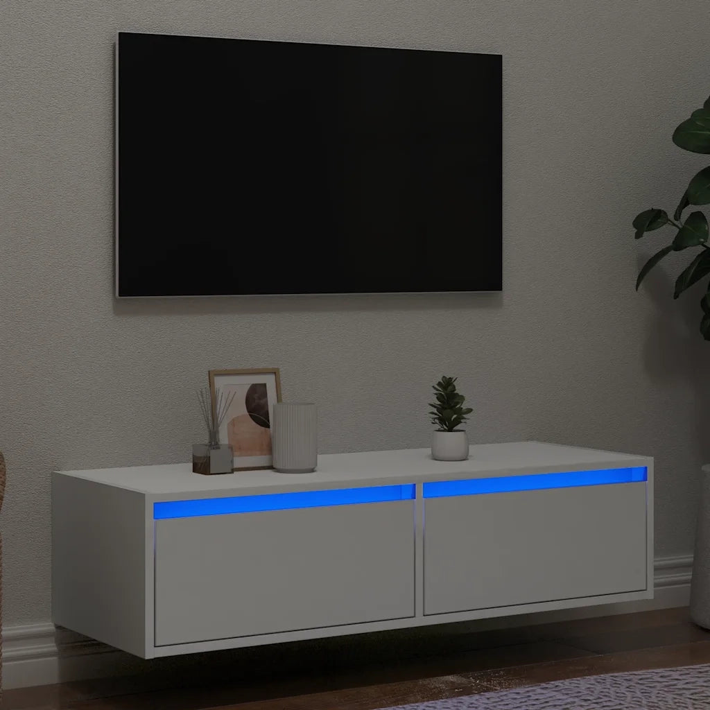 Mobile TV | Armadietto TV | Mobile Porta TV con Luci LED Bianco 100X35,5x25 cm