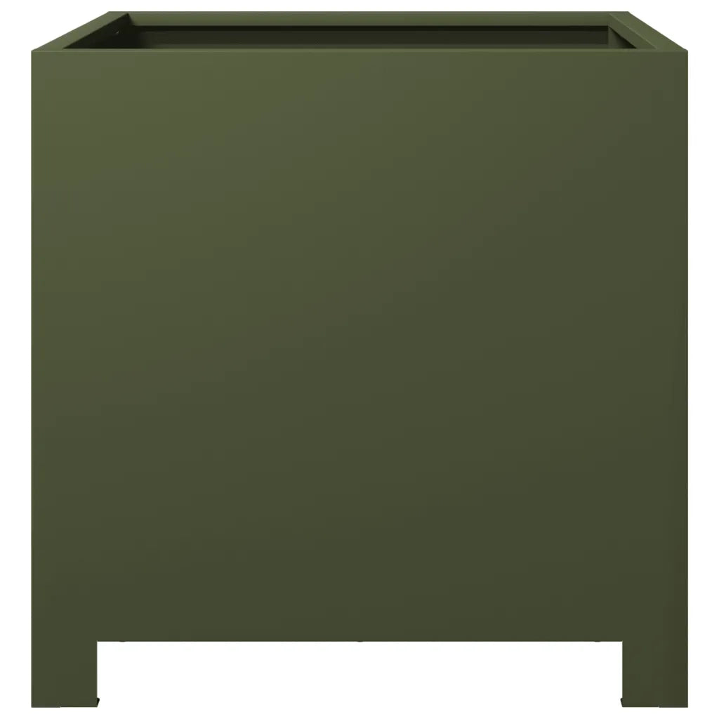 Fioriere da Giardino 2 pz Verde Oliva 40x40x40 cm in Acciaio 851206