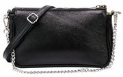 Borsa a tracolla in pelle reale Crossbody tas Portaoggetti Clutch Piccola tas Borsa da sera 23x13cm Jennie G323 (Nero Metallic)