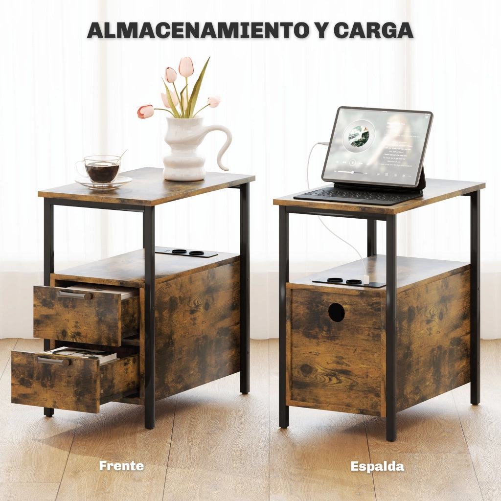 Tavolino con Cassetti e Ripiano ¨C Minimal ¨C Marrone Legno 50x50x50