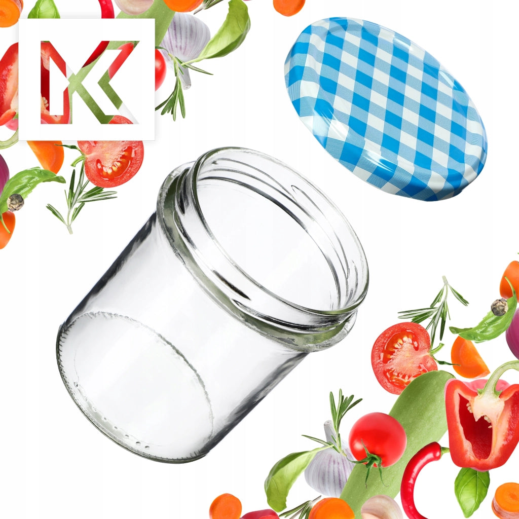 Barattoli di vetro KADAX Avila 350ml 50pz 82mm + coperchio "Blue Lattice"
