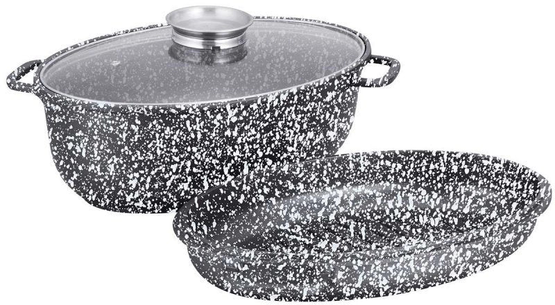 Klausberg KB-7367 Teglia da forno in ceramica con coperchio e griglia