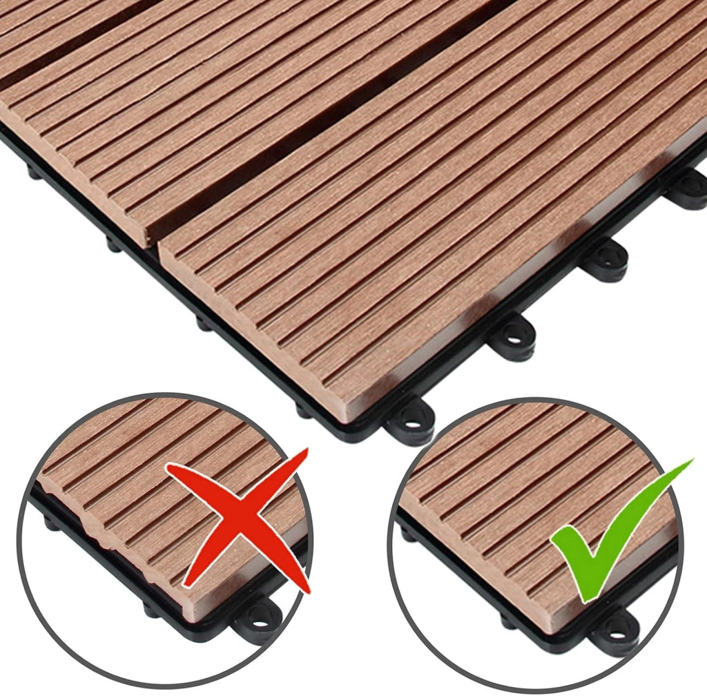 Piastrelle da Giardino in WPC 4m² Mattonelle 30x30cm Sauna Terrazza Esterno Terracotta 44 pz