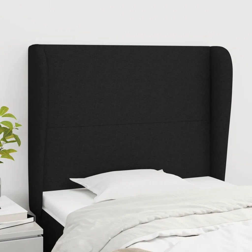 Testiera ad Orecchio Nera 93x23x118/128 cm in Tessutocod mxl 73676