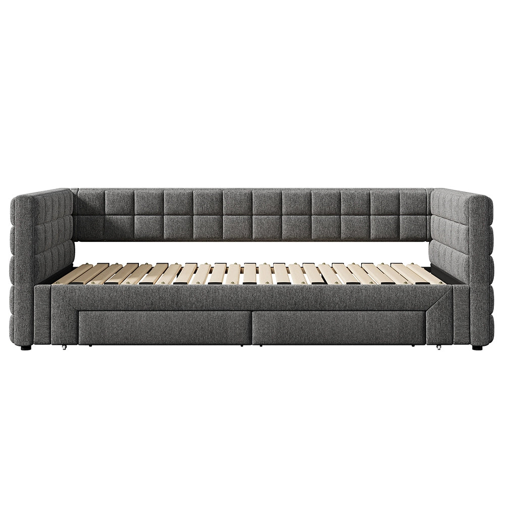Divano letto - Xylo - 90x200 cm estendibile 2 cassetti grigio