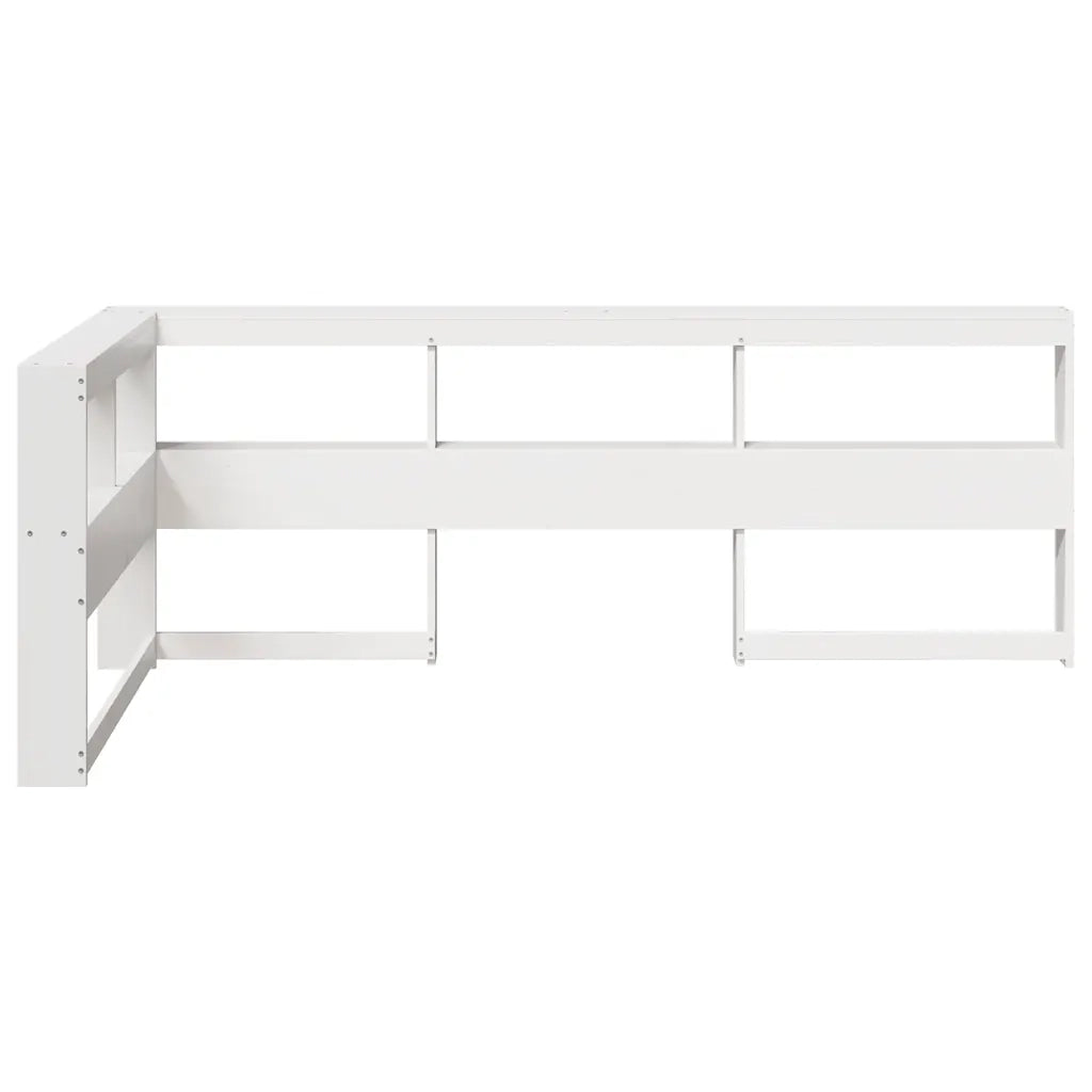 Testiera libreria a L-Testata contenitore Bianca 75 cm in Legno Massello di Pino