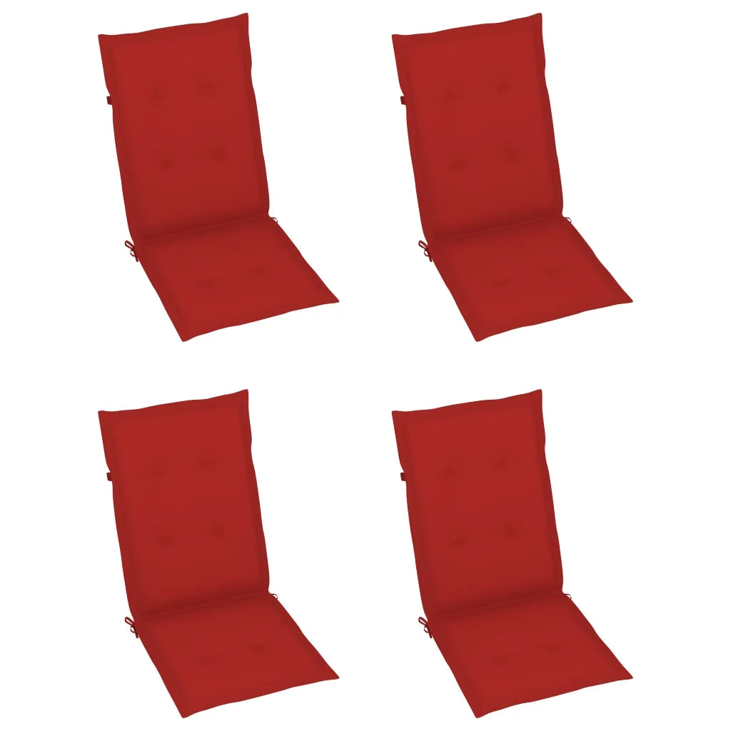 Sedie da Giardino 4 pz con Cuscini Rossi Massello di Teak cod mxl 22779