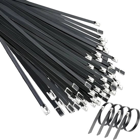 Cavi elettrici in rilievo nero da 400 * 46 mm - 50 pezzi - Cinture metalliche in rilievo - Utilizzati in industria e agricoltura