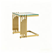 TAVOLINO Set da 2 pezzi quadrato 41 x 41 x 46 cm vetro temperato trasparente oro