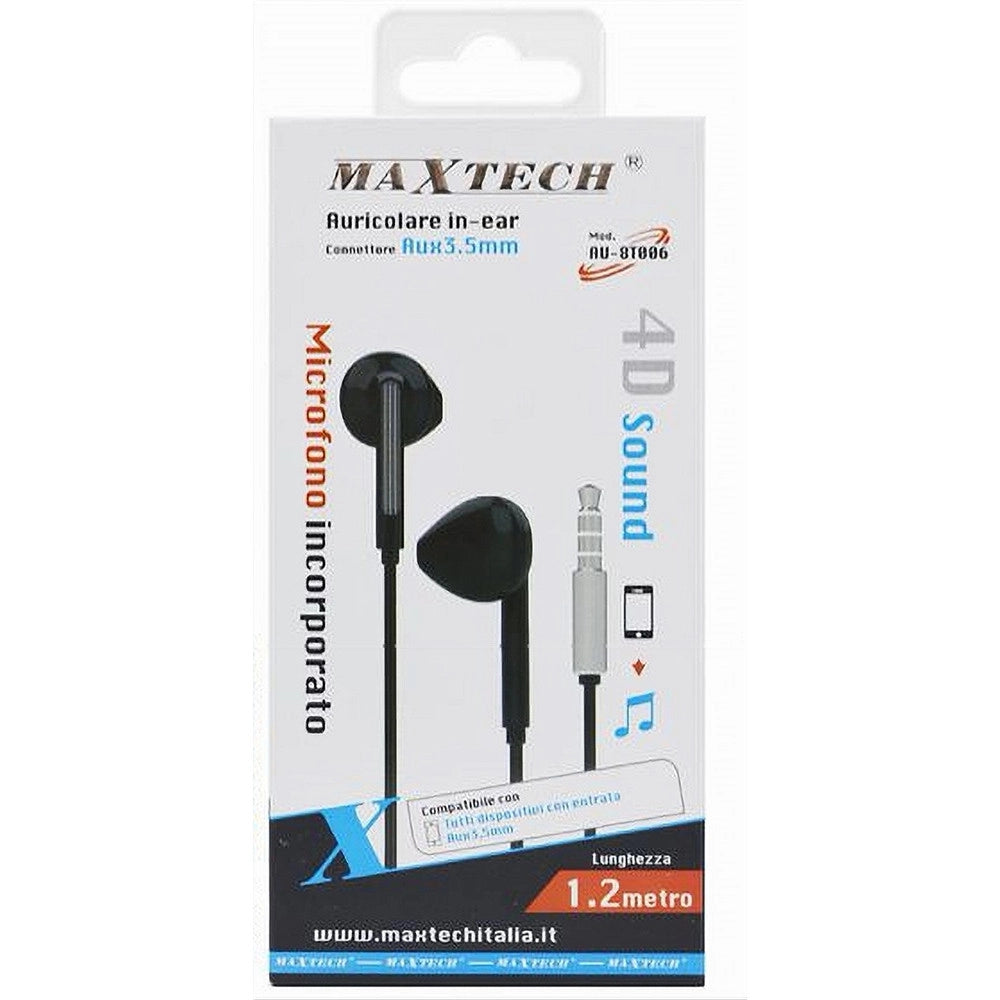 Trade Shop - Auricolare Con Filo 1.2 Mt In-ear Cuffie Aux 3.5 Mm Microfono 4d Sound Au-8t006 -