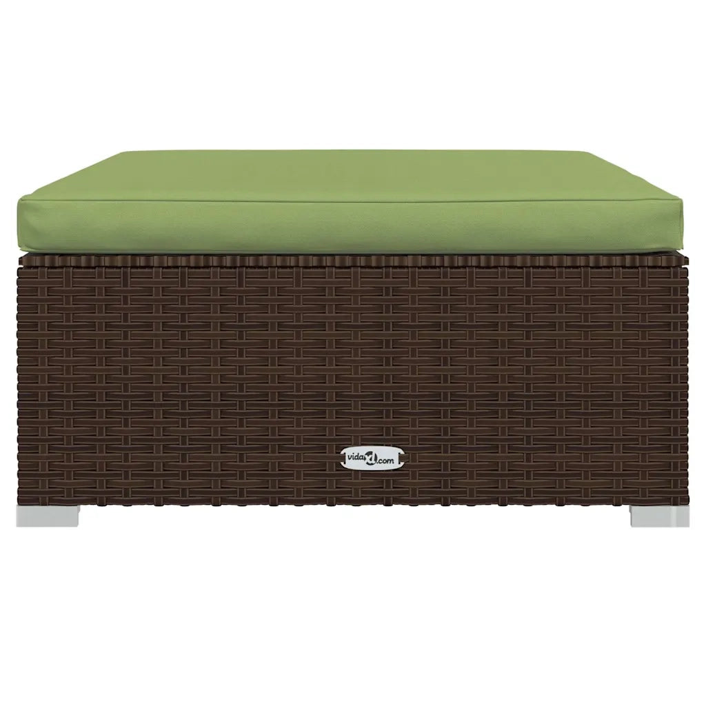 Sedia da giardino-Poggiapiedi Giardino con Cuscino Marrone 70x70x30 cm Polyrattan 773843