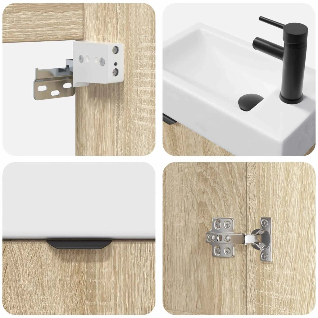 Mobile bagno con rubinetto Rovere Sonoma 45,5 x 22,5 x 84 cm