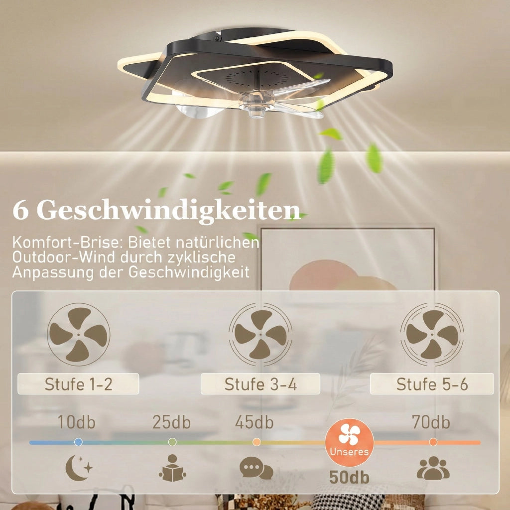 Ventilatore a Soffitto con Luce e Telecomando ¨C zephmum ¨C 6 Velocit¨¤, 3 Temperature Colore