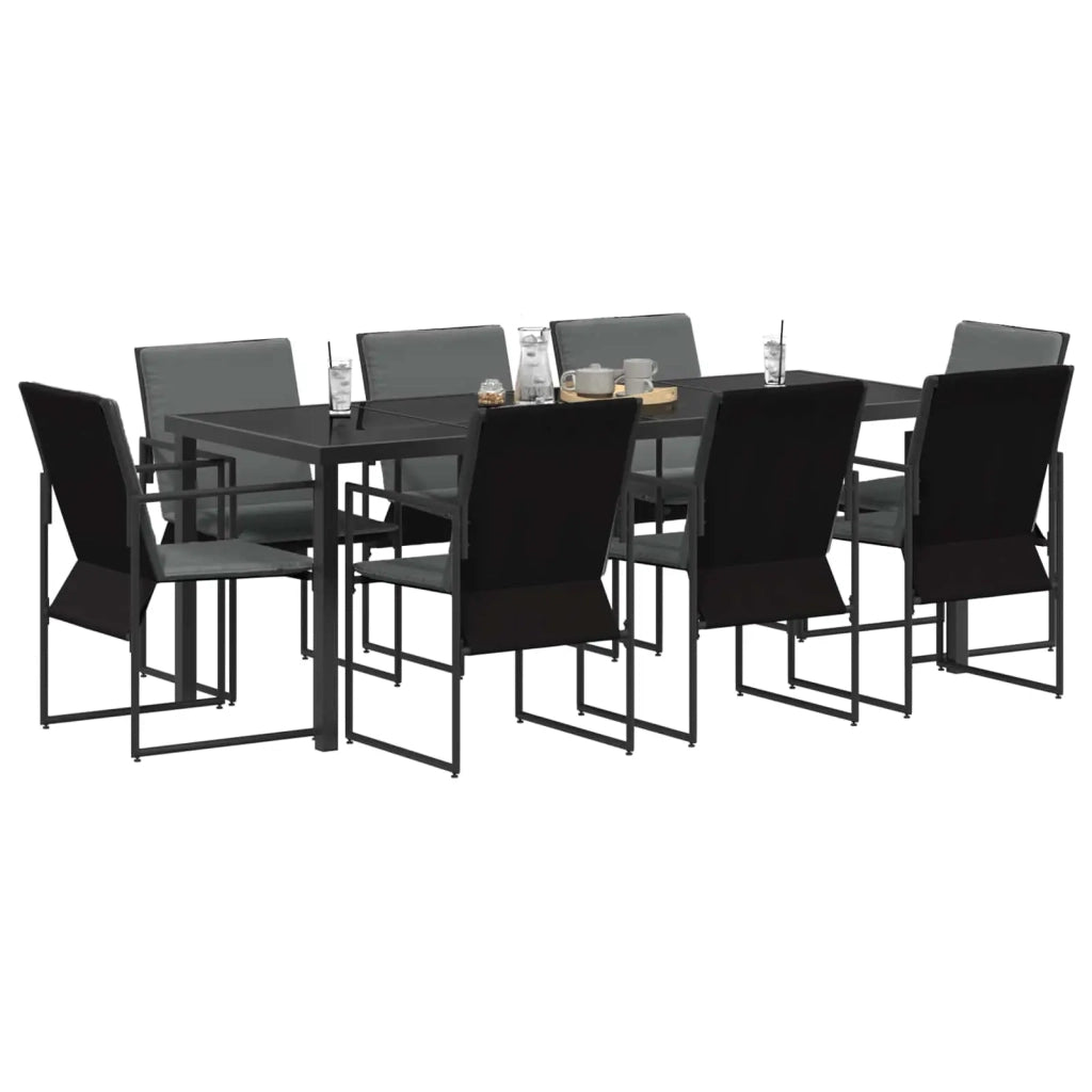 Set da Pranzo per Giardino 9 pz Nero e antracite 3448906