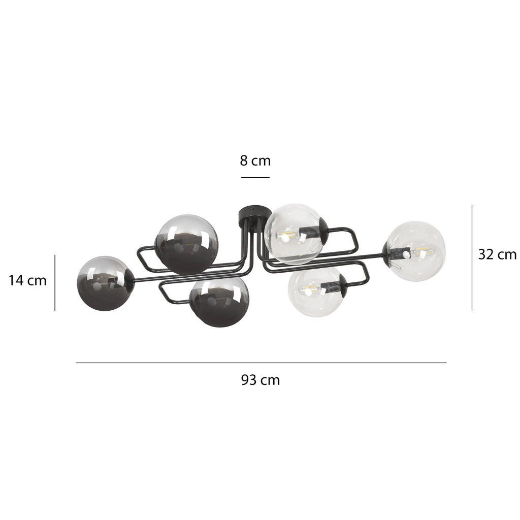 Lampadario Emibig Brendi 6xE14 nero vetro multicolor