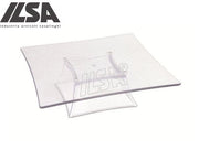 Alzata in policarbonato quadra trasparente con piede 30 x 30 cm