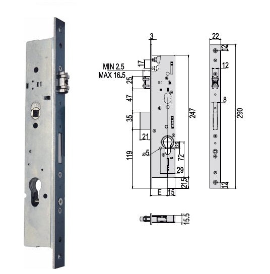CISA SERRATURA 49250-30RC INF. X MONT. XALLUM. S/CILINDRO