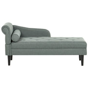 Chaise longue sinistra in tessuto verde imbottita con cuscino facile da pulire, gambe in legno, soggiorno moderno