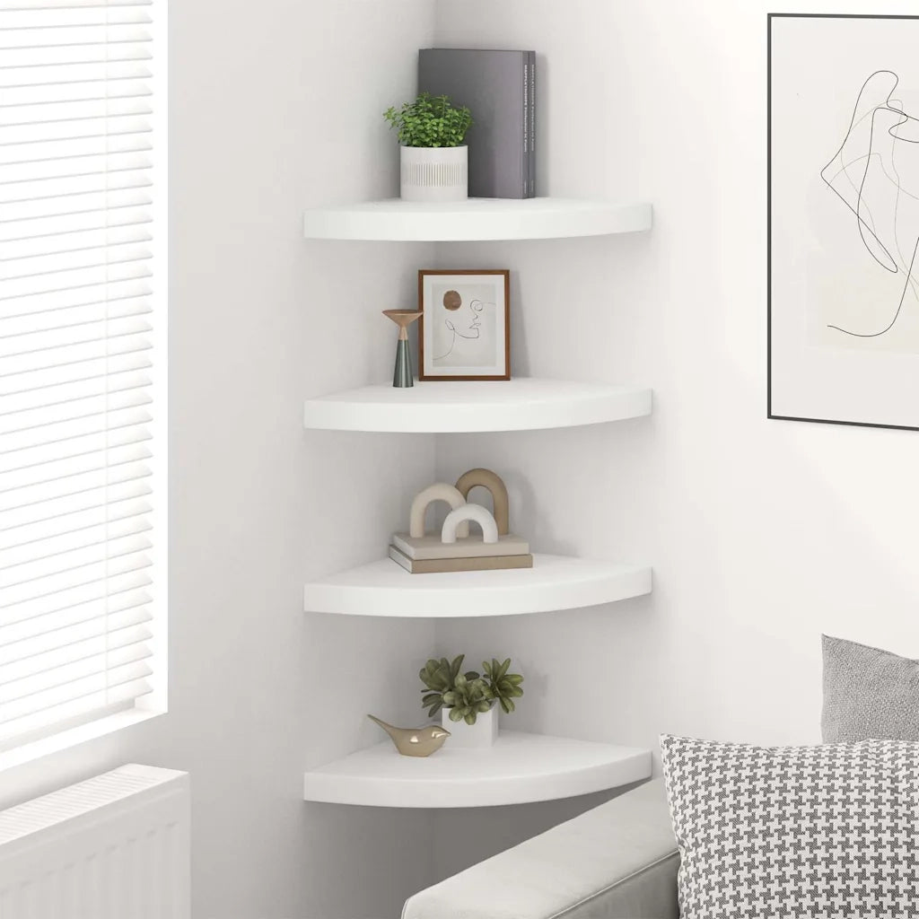 Scaffali Angolari a Parete 4 pz Bianchi 35x35x3,8 cm in MDF 323918