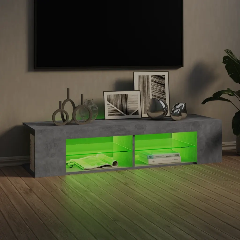 Mobile Porta TV con Luci LED Grigio Cemento 135x39x30 cm 804233