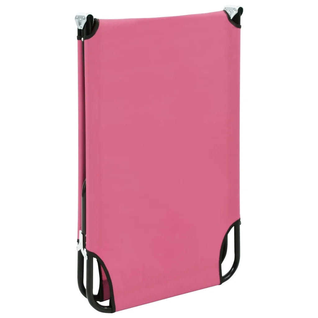 Lettino Prendisole Pieghevole in Acciaio Rosa 310349