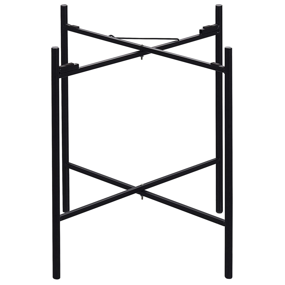 Tavolino in metallo Nero gambe pieghevoli in rattan chiaro piano staccabile rotondo Boho