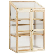 Mini serra da giardino 60 x 45 x 100 cm con ripiani a 3 livelli design pulito in legno di abete naturale 20_0019534