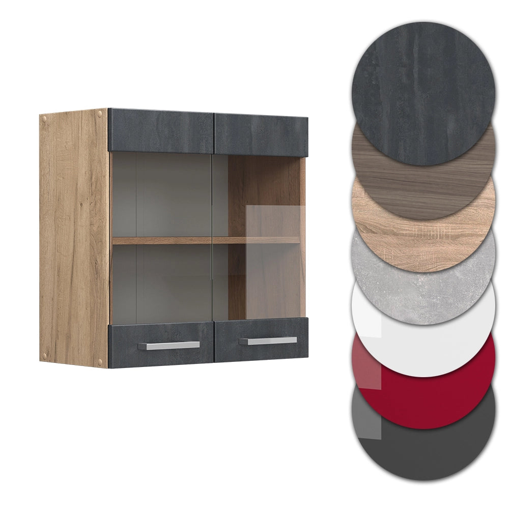 Vicco Mobile da cucina in vetro Calcestruzzo nero 60 cm