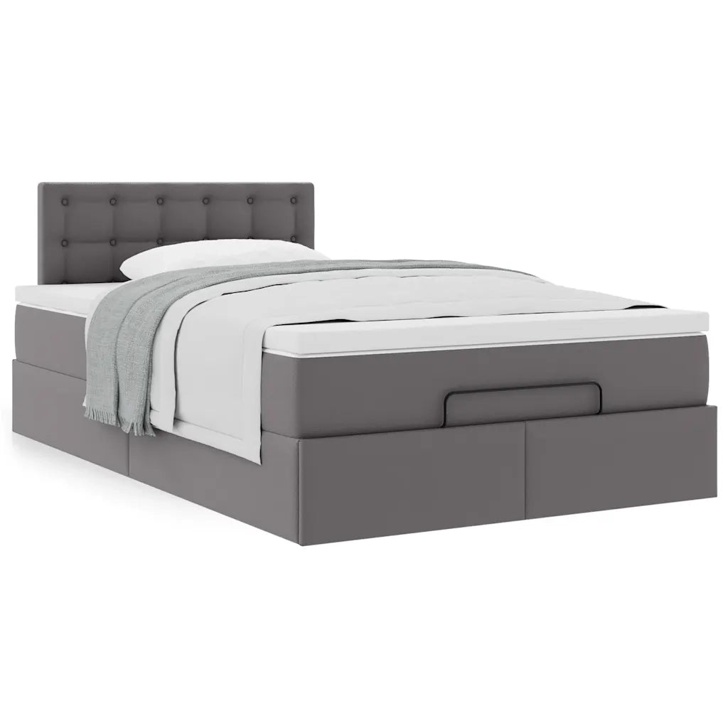 Struttura Letto Pouf con Materasso Grigio 120x200 cm Similpelle
