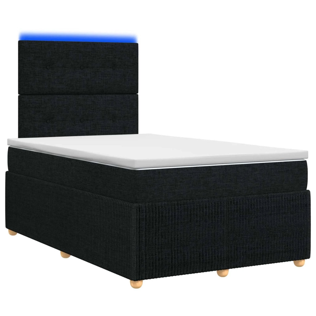 Letto Box Spring LED con Materasso Nero 120 x 190 cm Tessuto 3455813