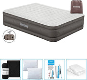 Letto a aria 2 posti - 152 x 203 x 46 cm - Marrone - Inclusa pompa - Telo di protezione - Cuscino - Cuscino protettore e Kit di riparazione