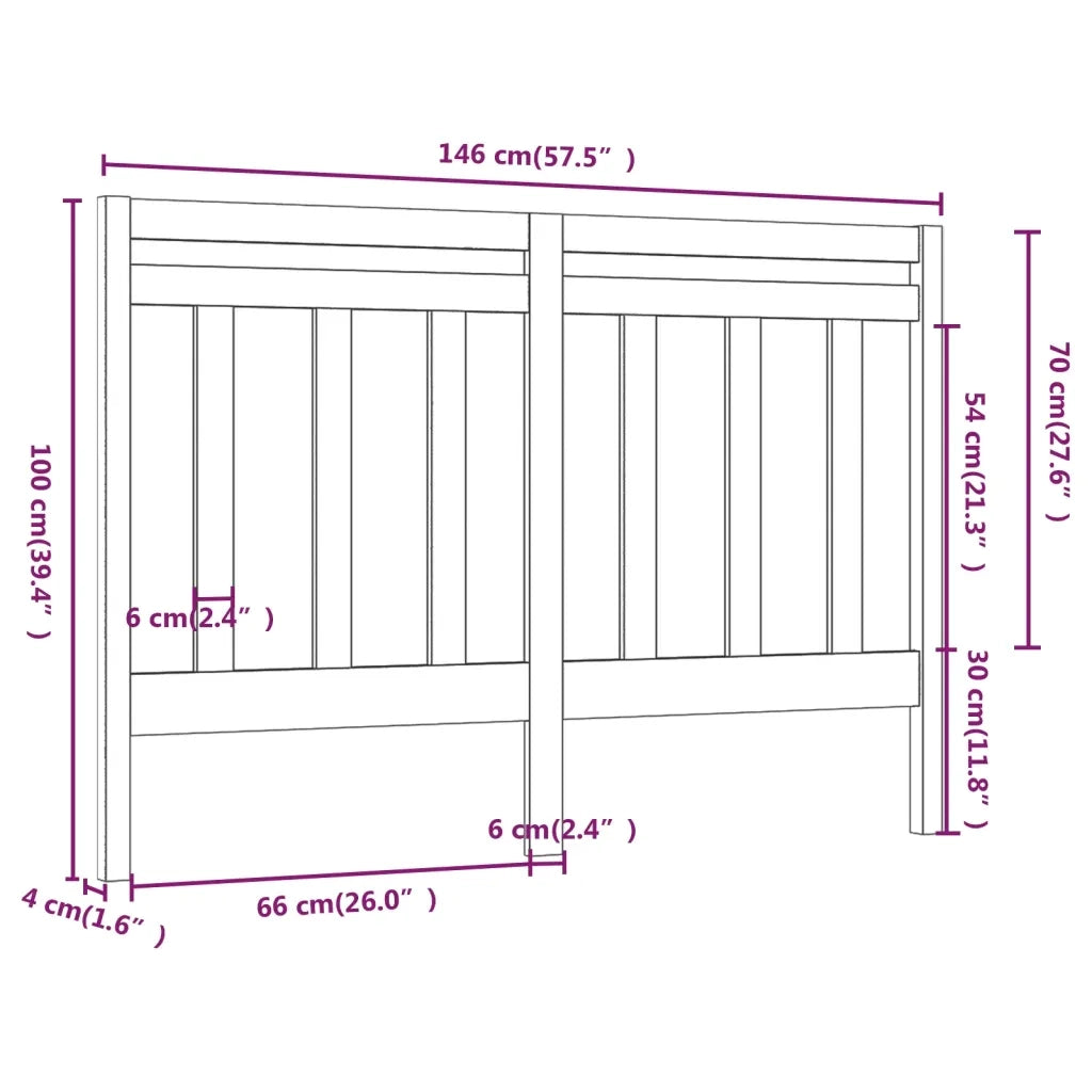 Testiera per Letto-Testata-Testiera Decorativa Grigia 146x4x100 cm Legno Massello di Pino 987778