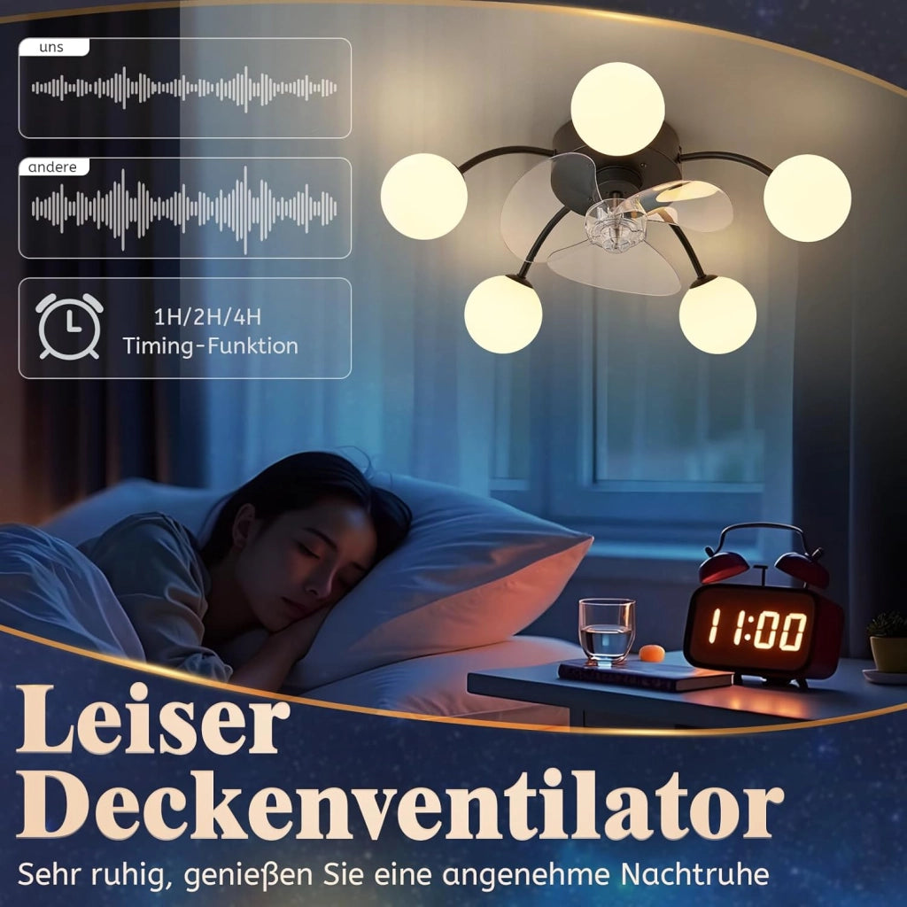 ZMH Ventilatore da Soffitto Silenzioso G9 con Luce Telecomando 6 Velocità per Sala da Pranzo Lampadina Non Inclusa