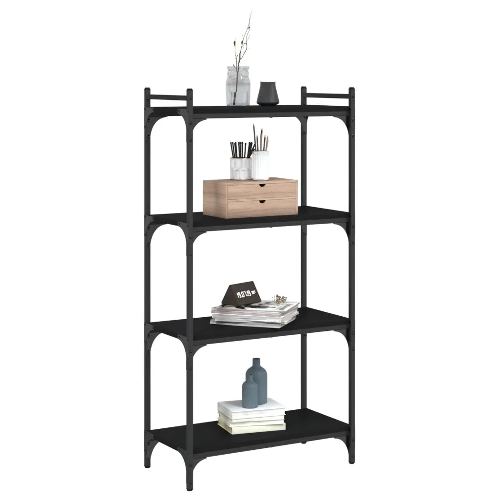 Libreria a 4 Ripiani Nera 60x30x120 cm in Legno Multistratocod mxl 132493